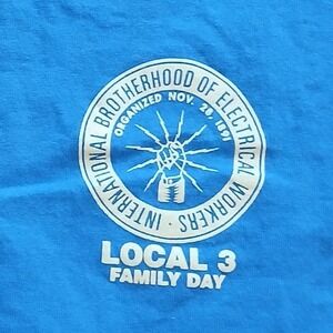 IBEW Local‎ 3 Shirt Mens 2XL XXL Blue Family Day Bayside Electrician Union Tee